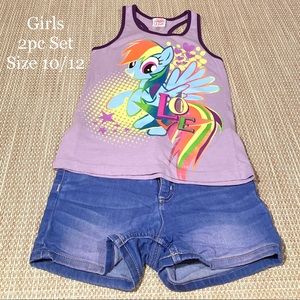 ✔️ SOLD 📬 EUC Girls 2 pc Shorts Set, Size 10 / 12